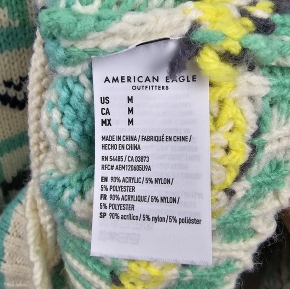 AMERICAN EAGLE‎ Vintage Oversized Knit Chunky Funnel Neck Sweater Women Sz M - Picture 11 of 12